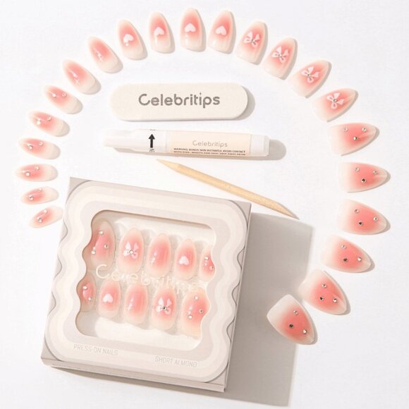 ☕ Celebritips Coffee Date Short Almond Shaped Press-On Nails - Picture 2 of 6